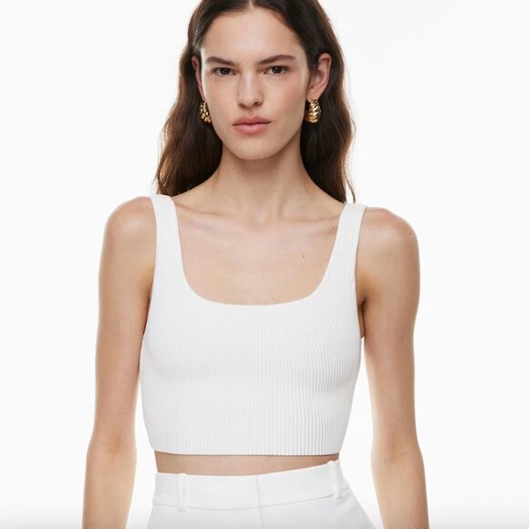 Aritzia - Sculpt Knit White Square Neck Tank Top - XXS - Picture 1 of 5